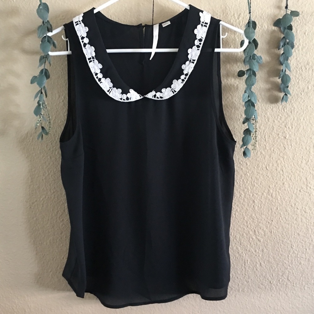 LC | embroidered peter pan collared tank